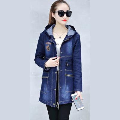 ÁO KHOÁC JEAN NỮ FORM DÀI PHỐI NÓN - NK429